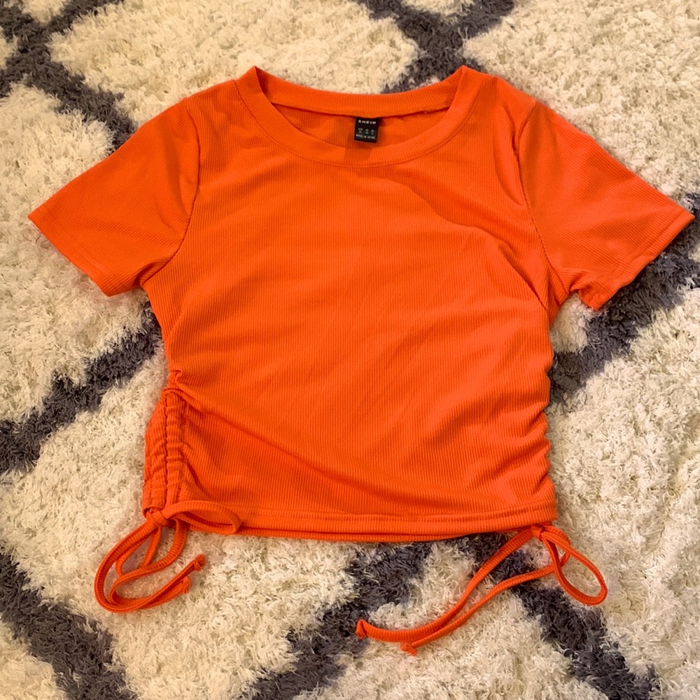 Shein Neon Orange Cropped Tee